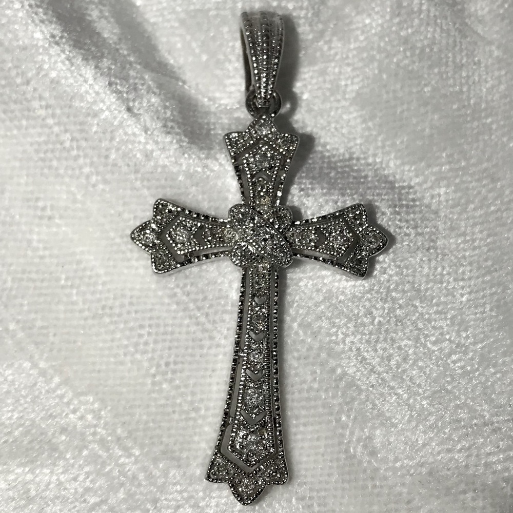 Affinity Sterling Silver (925) Diamond Cross Enhancer/Pendant